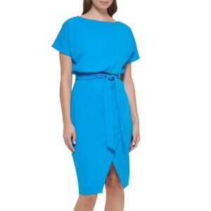 Kensie Blouson Wrap Dress - Cool Blue SIZE 8 NWT